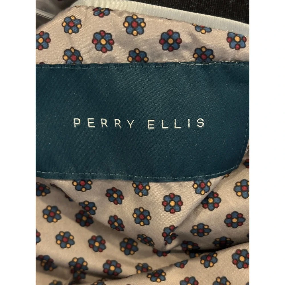 Perry Ellis Mens Blazer 44 Long Black Stretch Two Button Sport Coat Floral